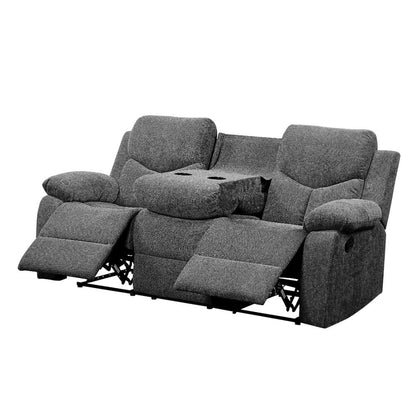 Kalen Motion Sofa w/Drop Down Table, Gray Chenille