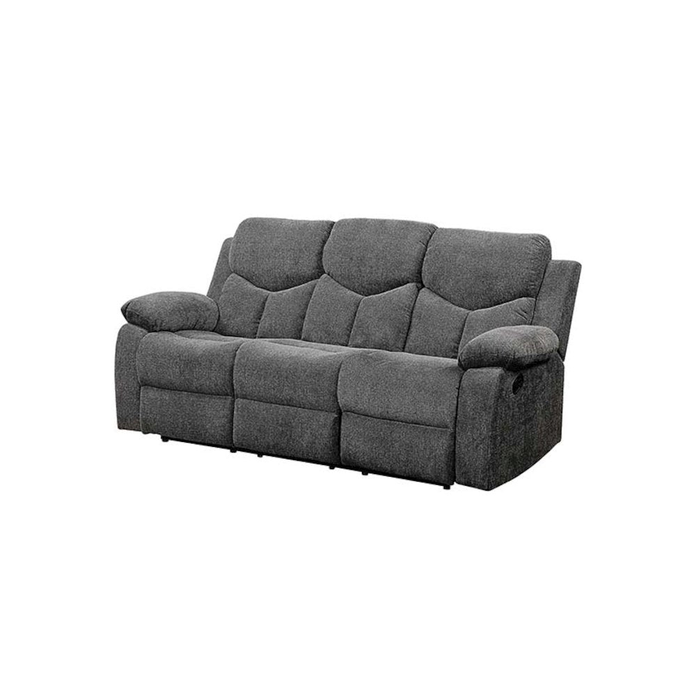 Kalen Motion Sofa w/Drop Down Table, Gray Chenille