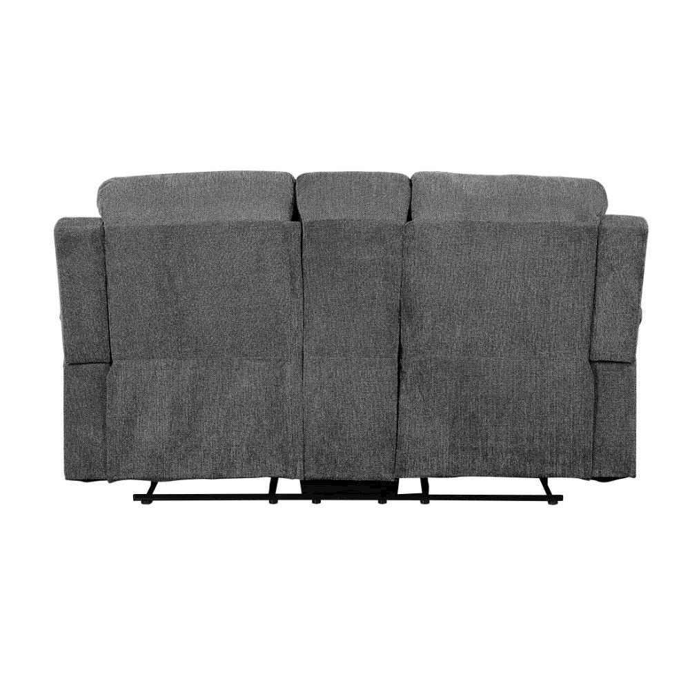 Kalen Motion Loveseat w/Console, Gray Chenille