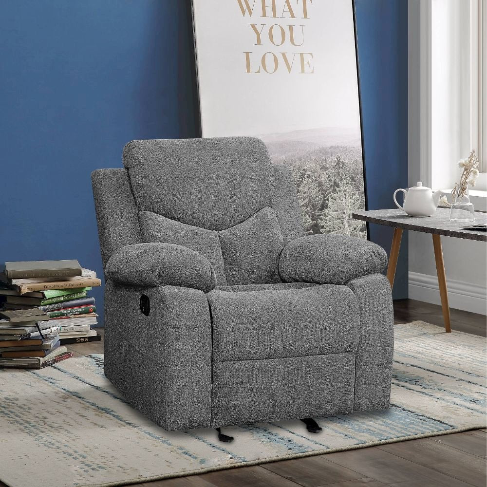 Kalen Motion Glider Recliner, Gray Chenille