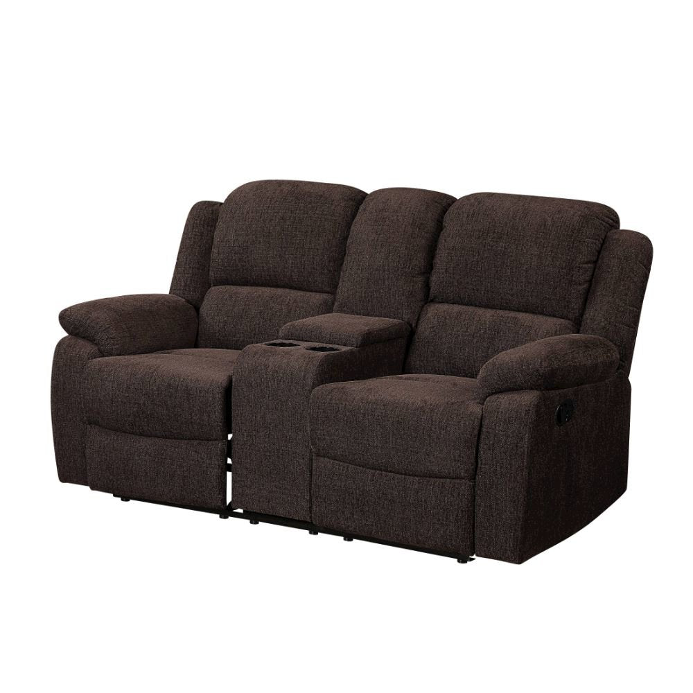 Madden Motion Loveseat w/Console, Brown Chenille