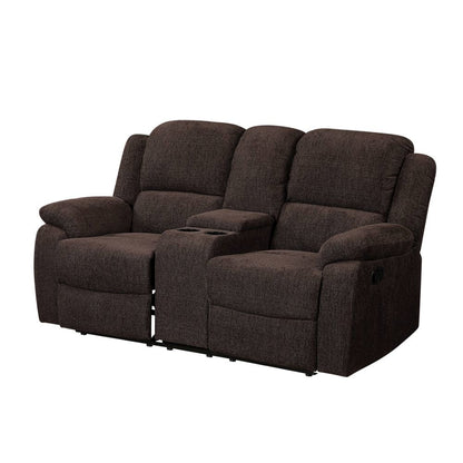 Madden Motion Loveseat w/Console, Brown Chenille