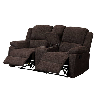 Madden Motion Loveseat w/Console, Brown Chenille