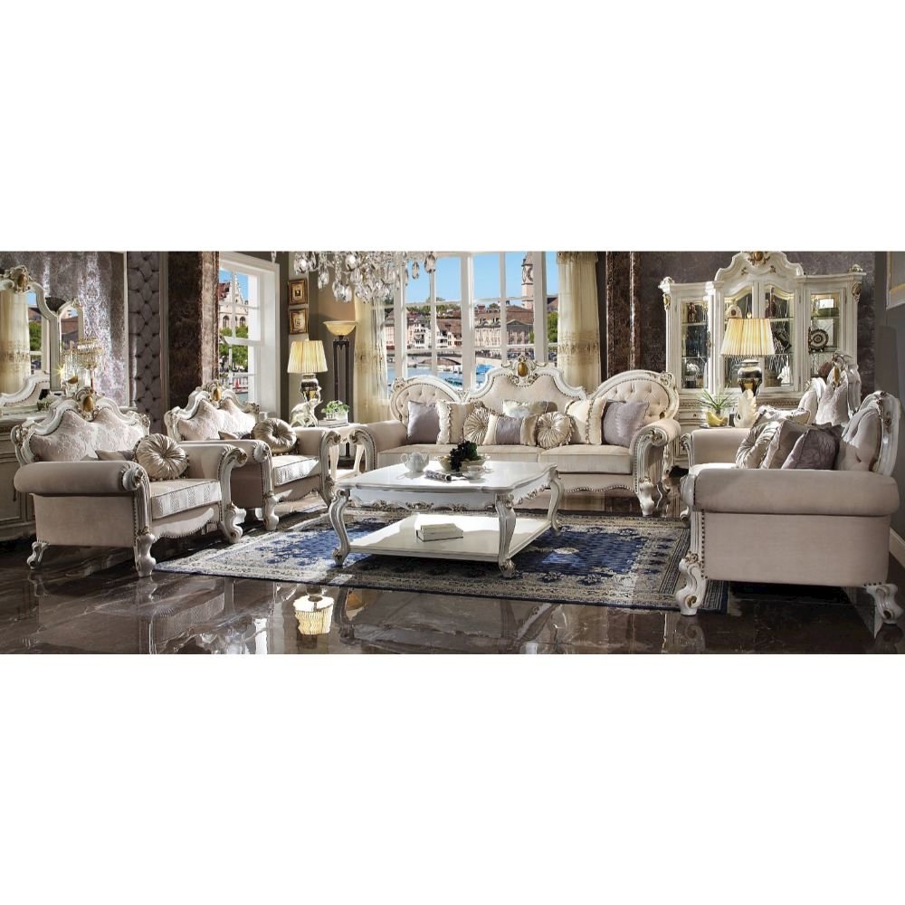 Picardy Oversized Sofa w/8 Pillows, Fabric & Antique Pearl