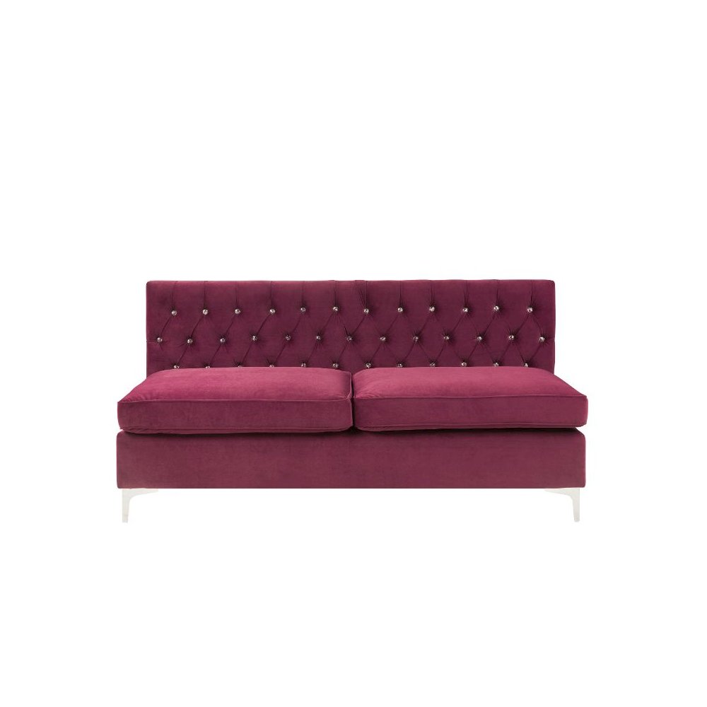 Jaszira Modular - Armless Sofa, Burgundy Velvet