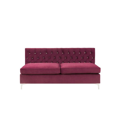 Jaszira Modular - Armless Sofa, Burgundy Velvet