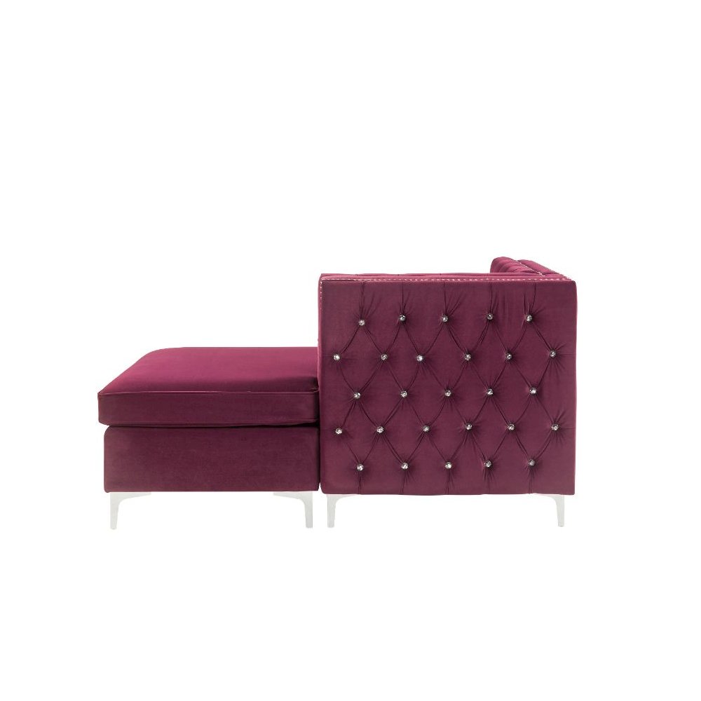 Jaszira Modular - Chaise, Burgundy Velvet