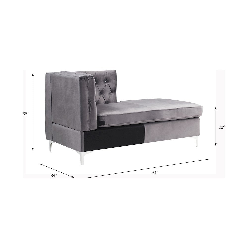 Jaszira Modular - Chaise, Gray Velvet