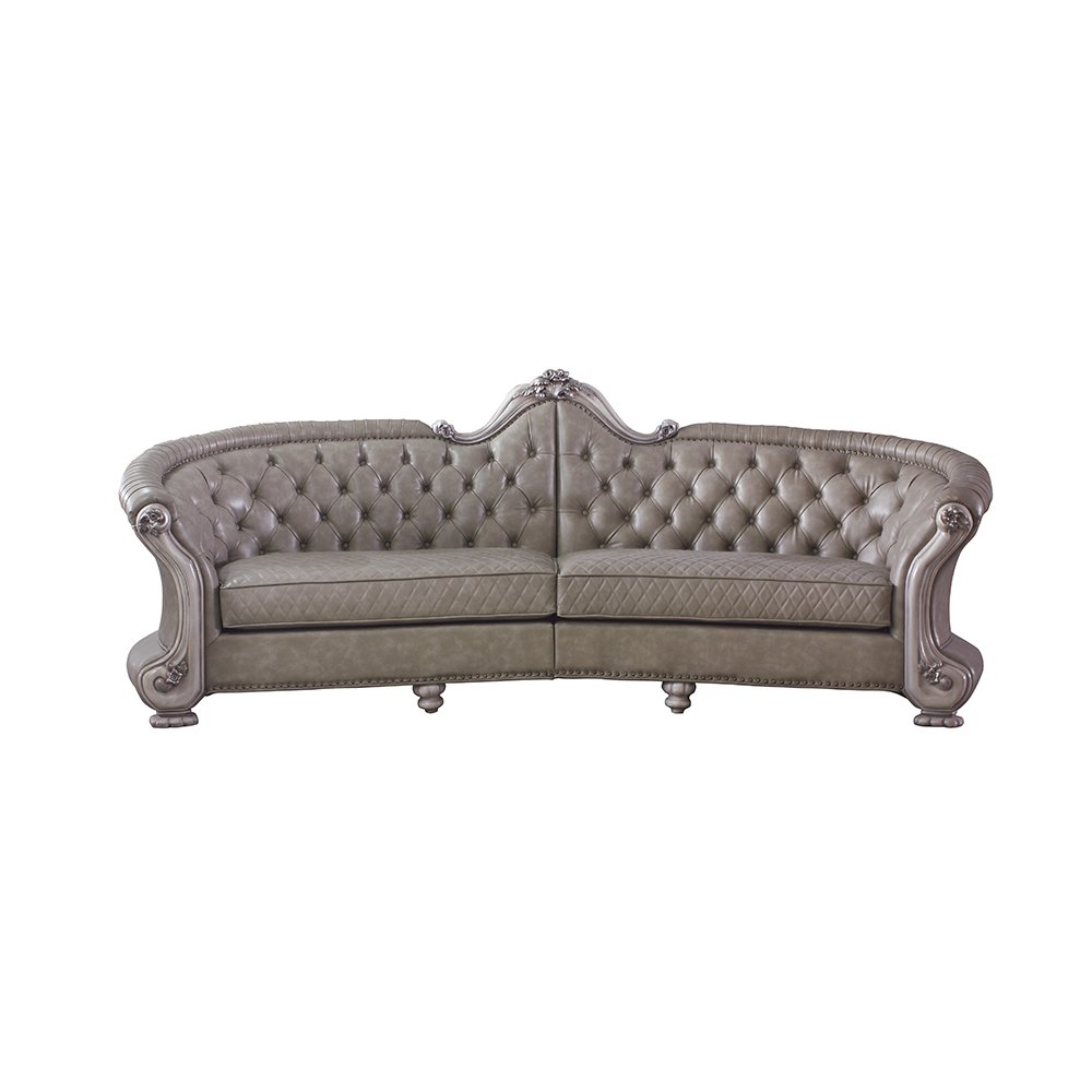 Dresden Sofa w/5 Pillow, Leatherette & Vintage Bone White
