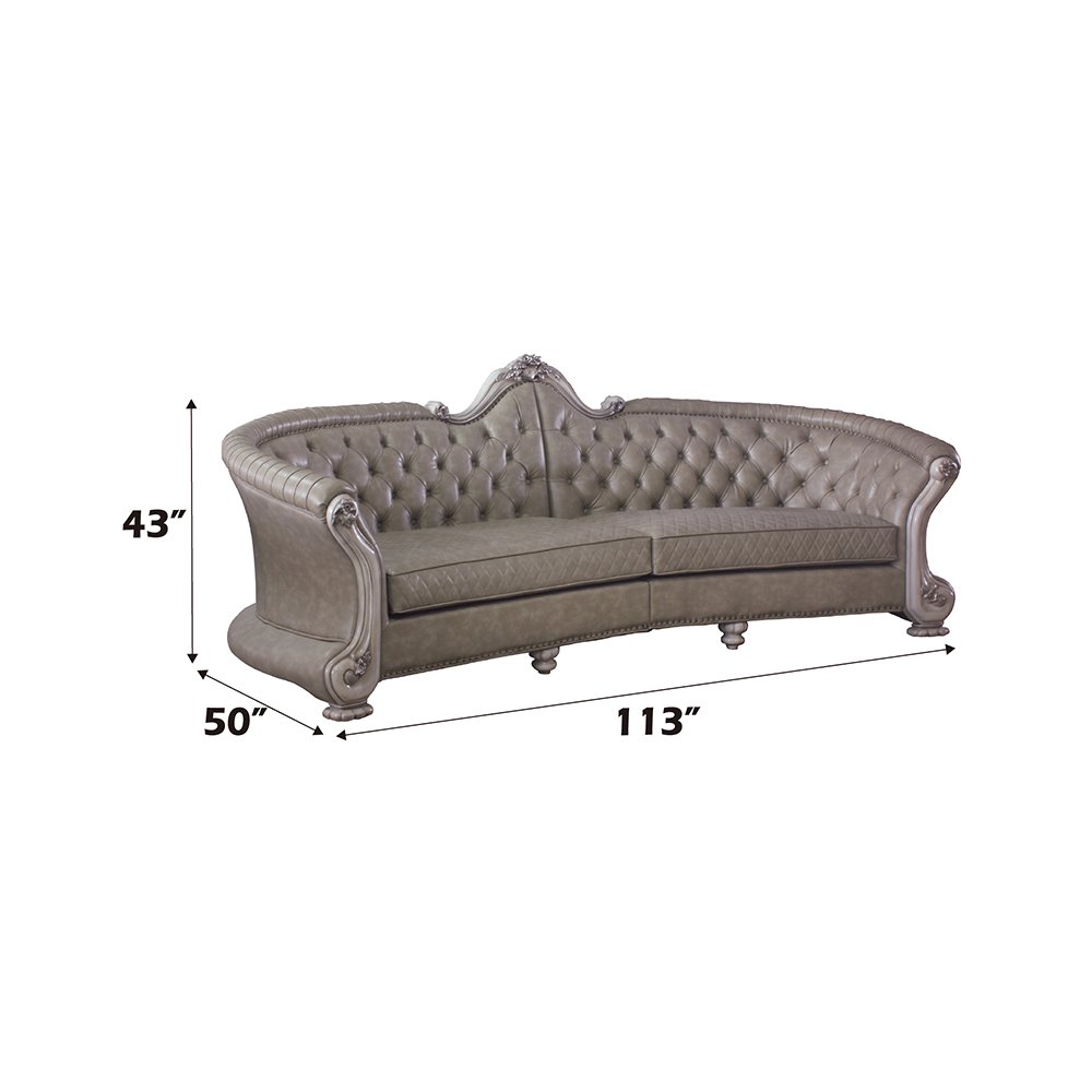 Dresden Sofa w/5 Pillow, Leatherette & Vintage Bone White