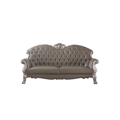 Dresden Sofa w/5 Pillows, Leatherette & Vintage Bone White