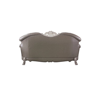 Dresden Sofa w/5 Pillows, Leatherette & Vintage Bone White