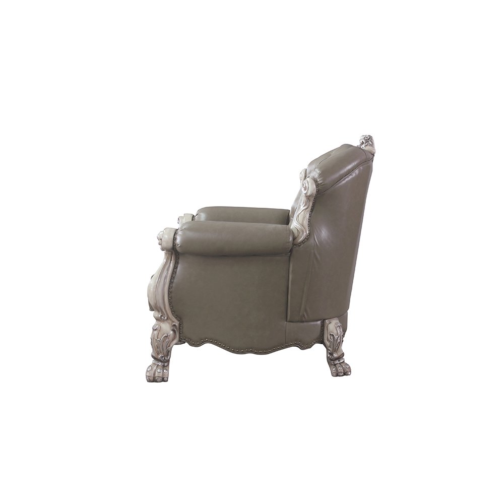 Dresden Chair w/Pillow, Leatherette & Vintage Bone White