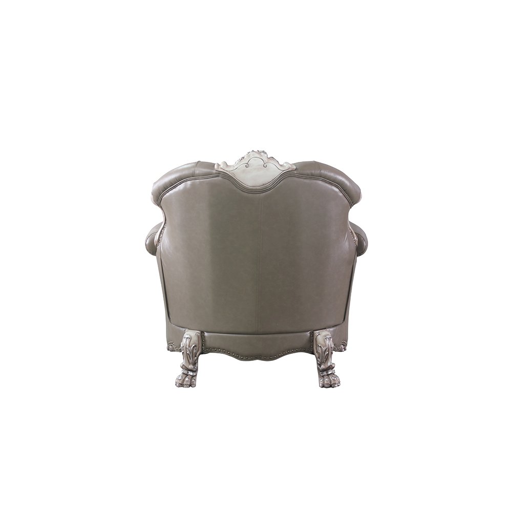 Dresden Chair w/Pillow, Leatherette & Vintage Bone White