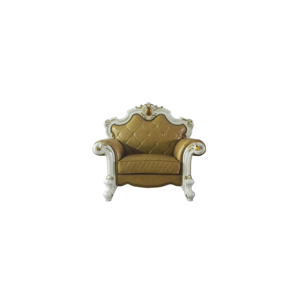 Picardy Chair w/Pillow, Butterscotch Leatherette & Antique Pearl