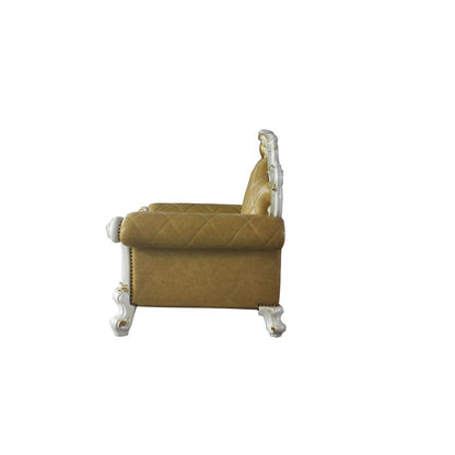 Picardy Chair w/Pillow, Butterscotch Leatherette & Antique Pearl