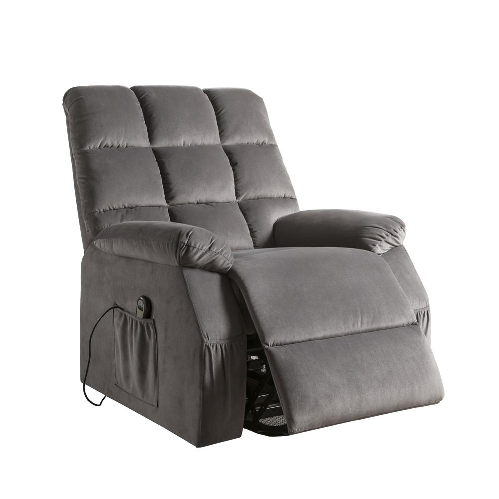 Ipompea Recliner w/Power Lift & Massage, Gray Velvet