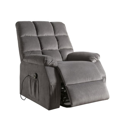 Ipompea Recliner w/Power Lift & Massage, Gray Velvet