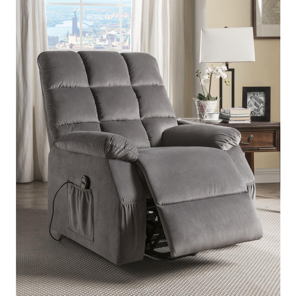 Ipompea Recliner w/Power Lift & Massage, Gray Velvet