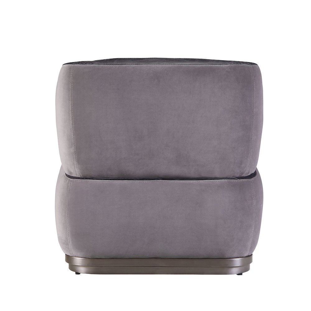 Decapree Accent Chair, Antique Slate Top Grain Leather & Gray Velvet