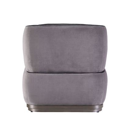 Decapree Accent Chair, Antique Slate Top Grain Leather & Gray Velvet