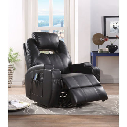 Waterlily Motion Rocker Recliner w/Swivel, Black Leatherette