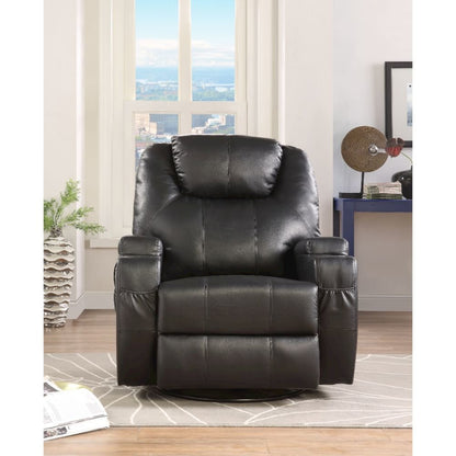Waterlily Motion Rocker Recliner w/Swivel, Black Leatherette