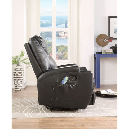 Waterlily Motion Rocker Recliner w/Swivel, Black Leatherette