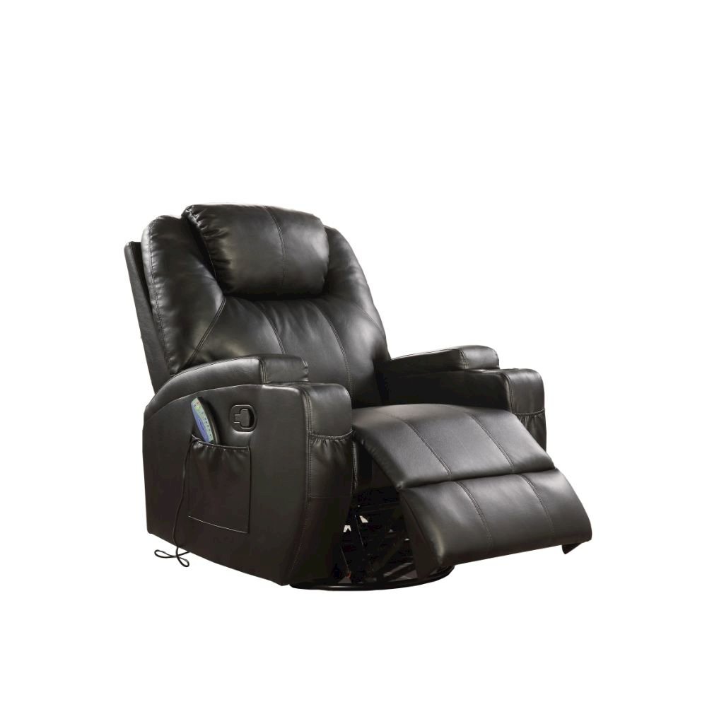 Waterlily Motion Rocker Recliner w/Swivel, Black Leatherette