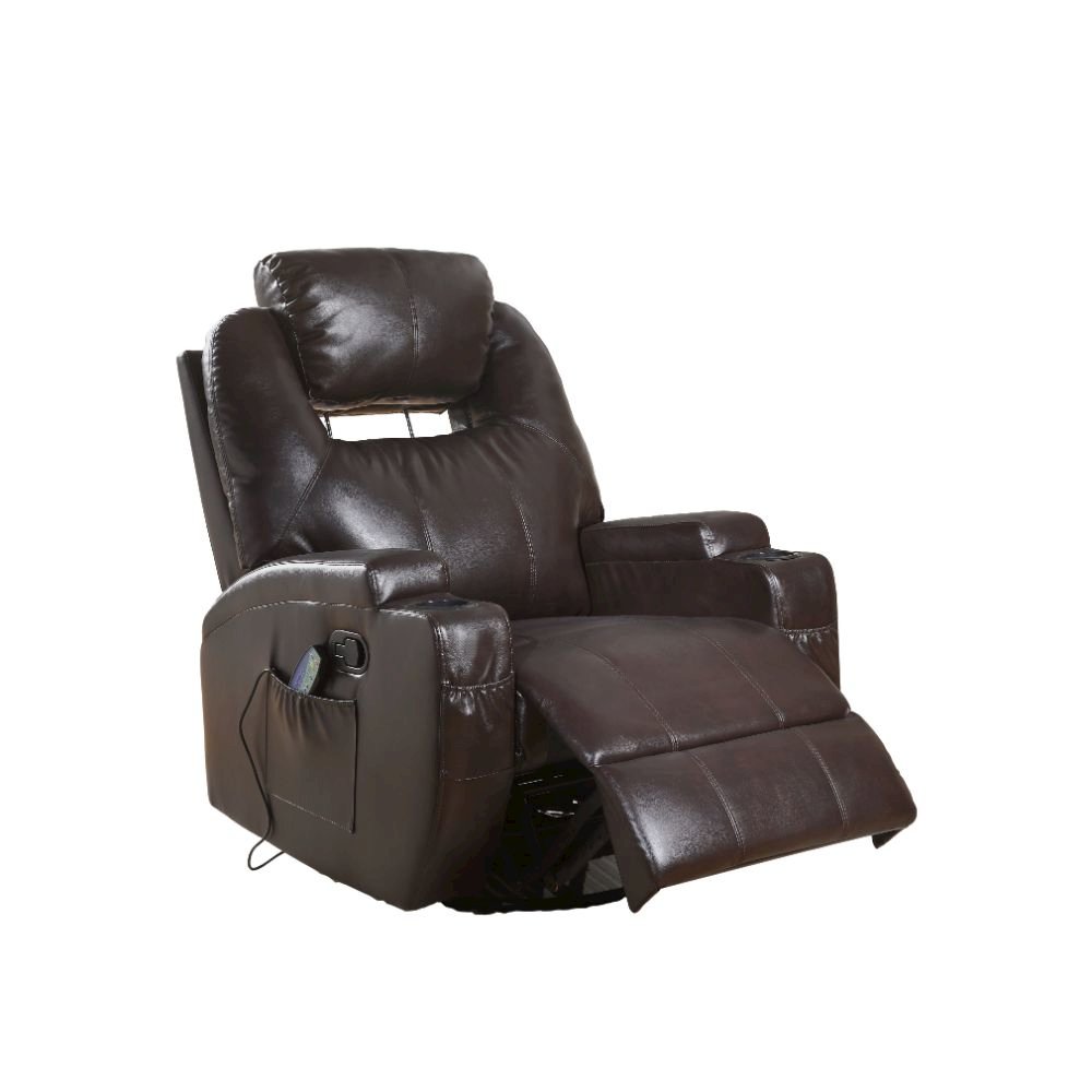 Waterlily Motion Rocker Recliner w/Swivel, Brown Leatherette
