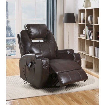 Waterlily Motion Rocker Recliner w/Swivel, Brown Leatherette