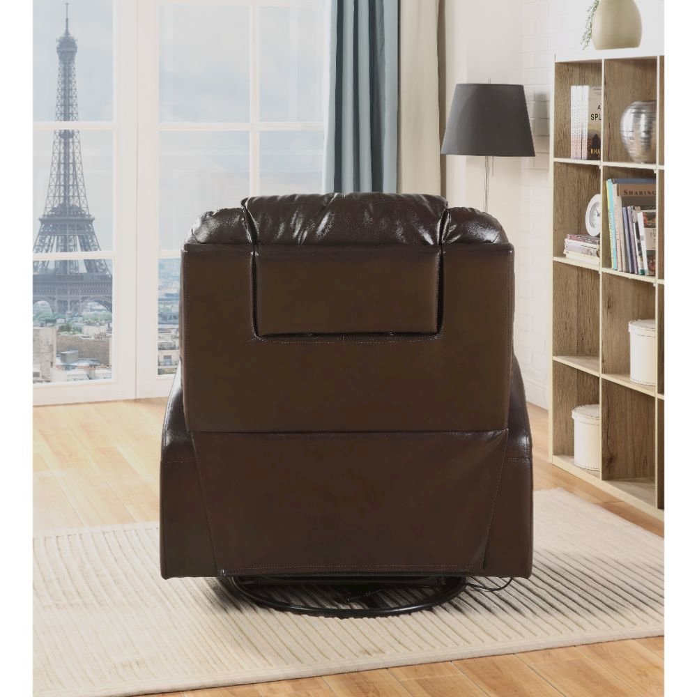 Waterlily Motion Rocker Recliner w/Swivel, Brown Leatherette