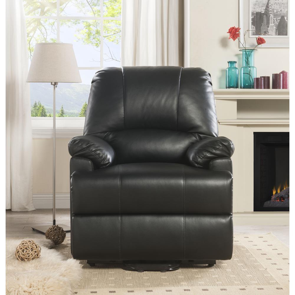 Ixora Recliner w/Power Lift & Massage, Black Leatherette