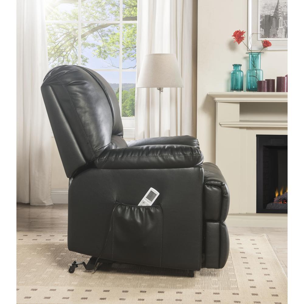 Ixora Recliner w/Power Lift & Massage, Black Leatherette