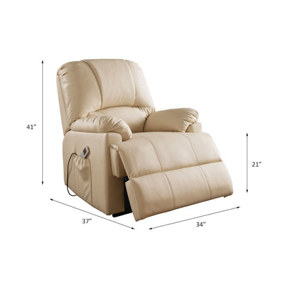 Ixora Recliner w/Power Lift & Massage, Beige Leatherette