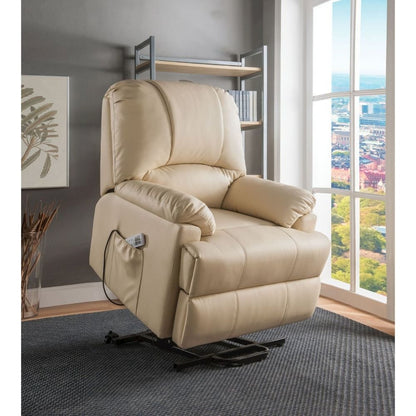 Ixora Recliner w/Power Lift & Massage, Beige Leatherette