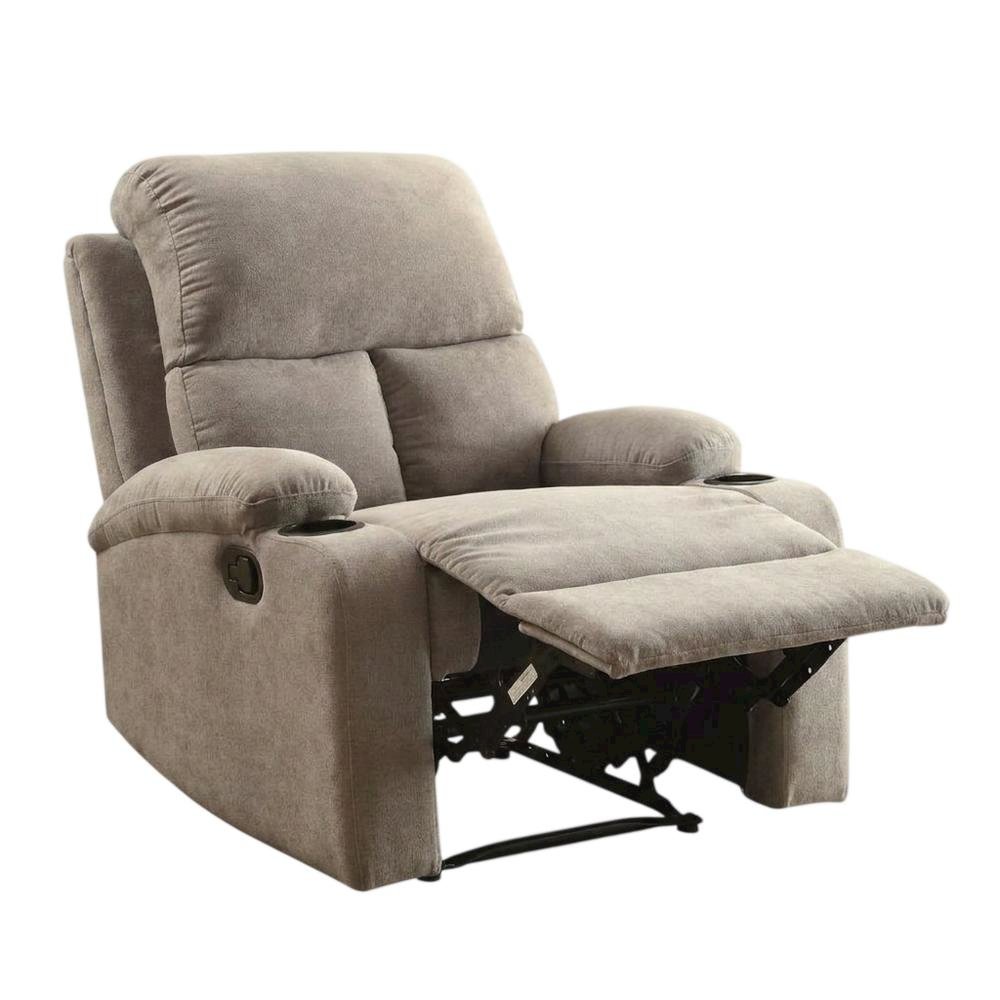 Velvet-Upholstered Manual Recliner Chair, Latch Handle, Gray Velvet