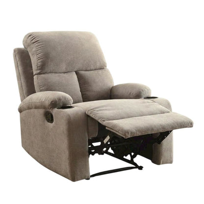 Velvet-Upholstered Manual Recliner Chair, Latch Handle, Gray Velvet