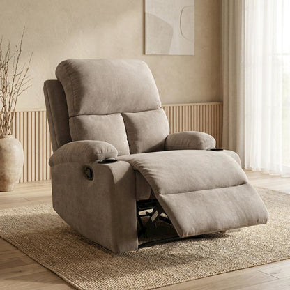Velvet-Upholstered Manual Recliner Chair, Latch Handle, Gray Velvet