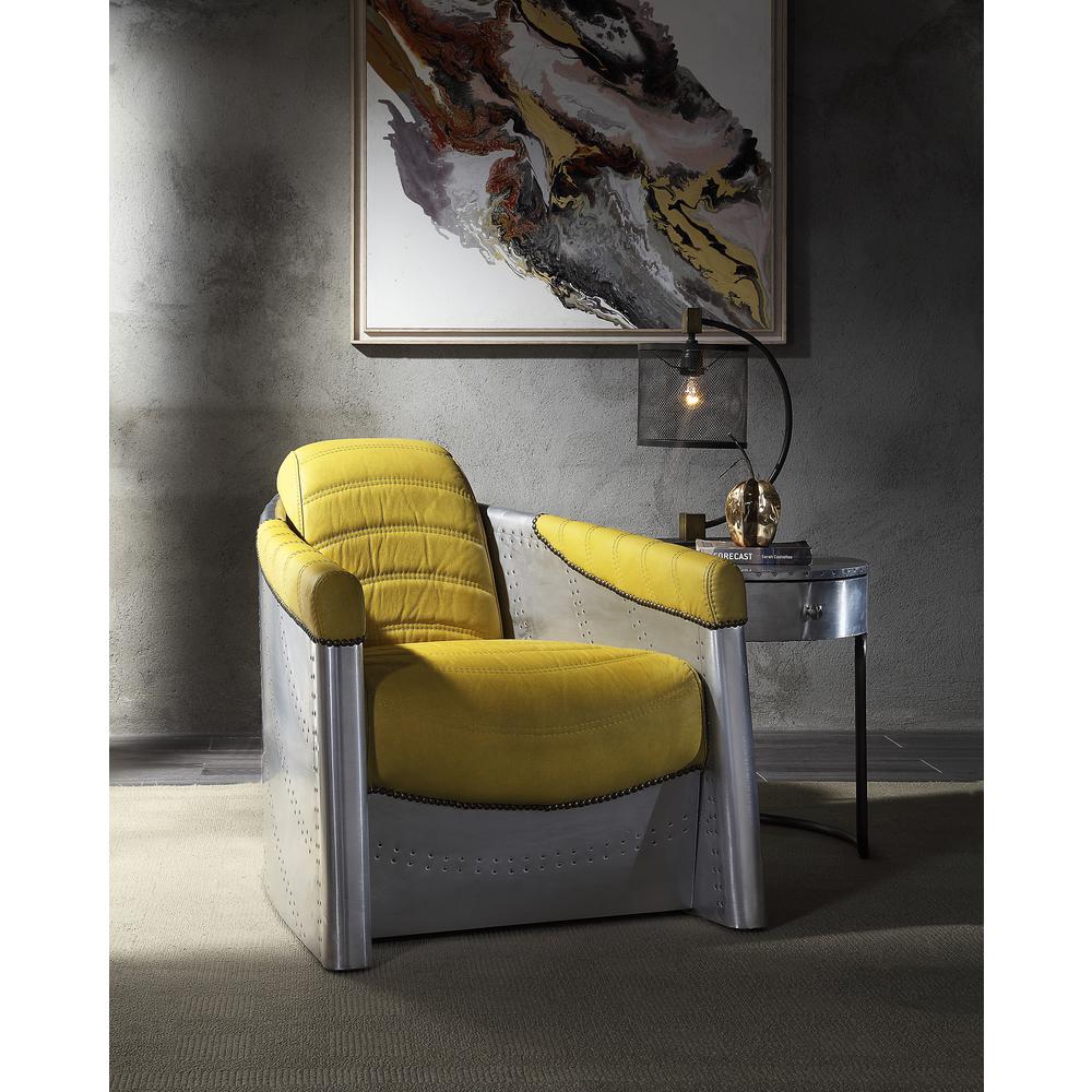 Brancaster Accent Chair, Yellow Top Grain Leather & Aluminum