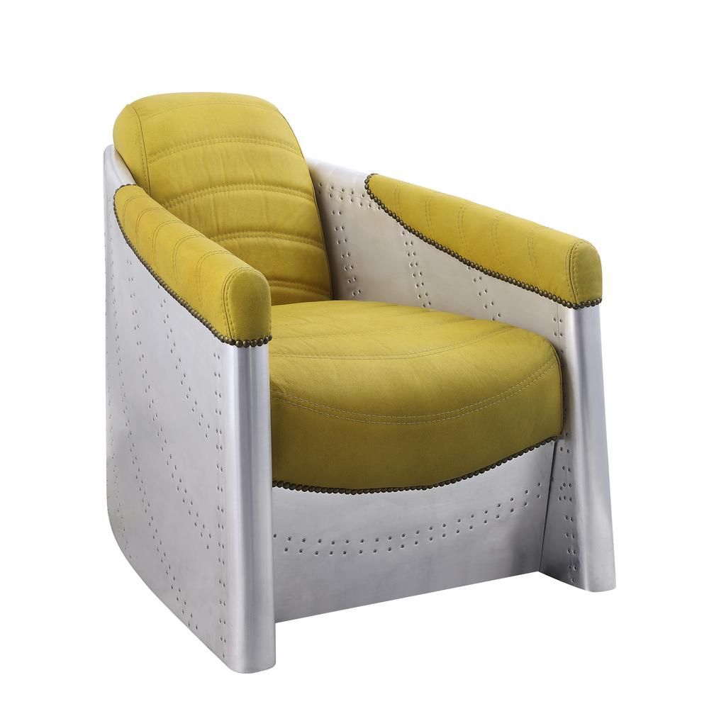 Brancaster Accent Chair, Yellow Top Grain Leather & Aluminum