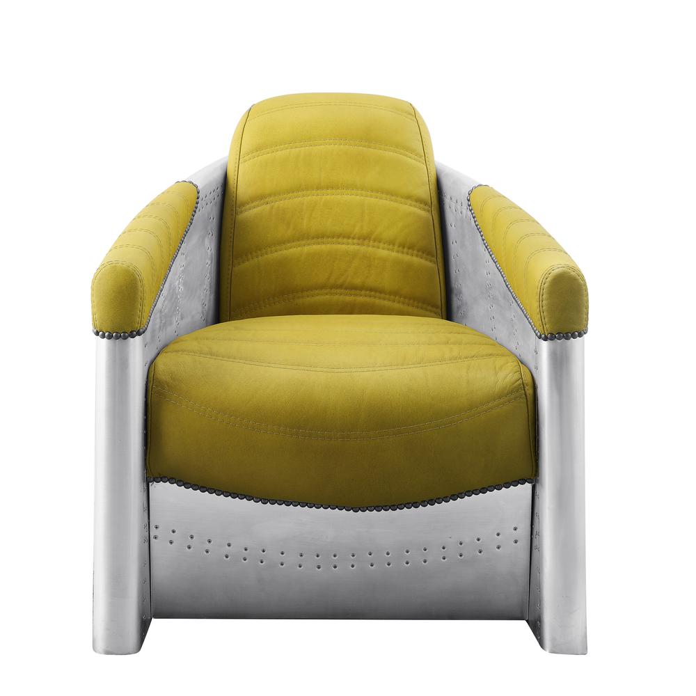 Brancaster Accent Chair, Yellow Top Grain Leather & Aluminum