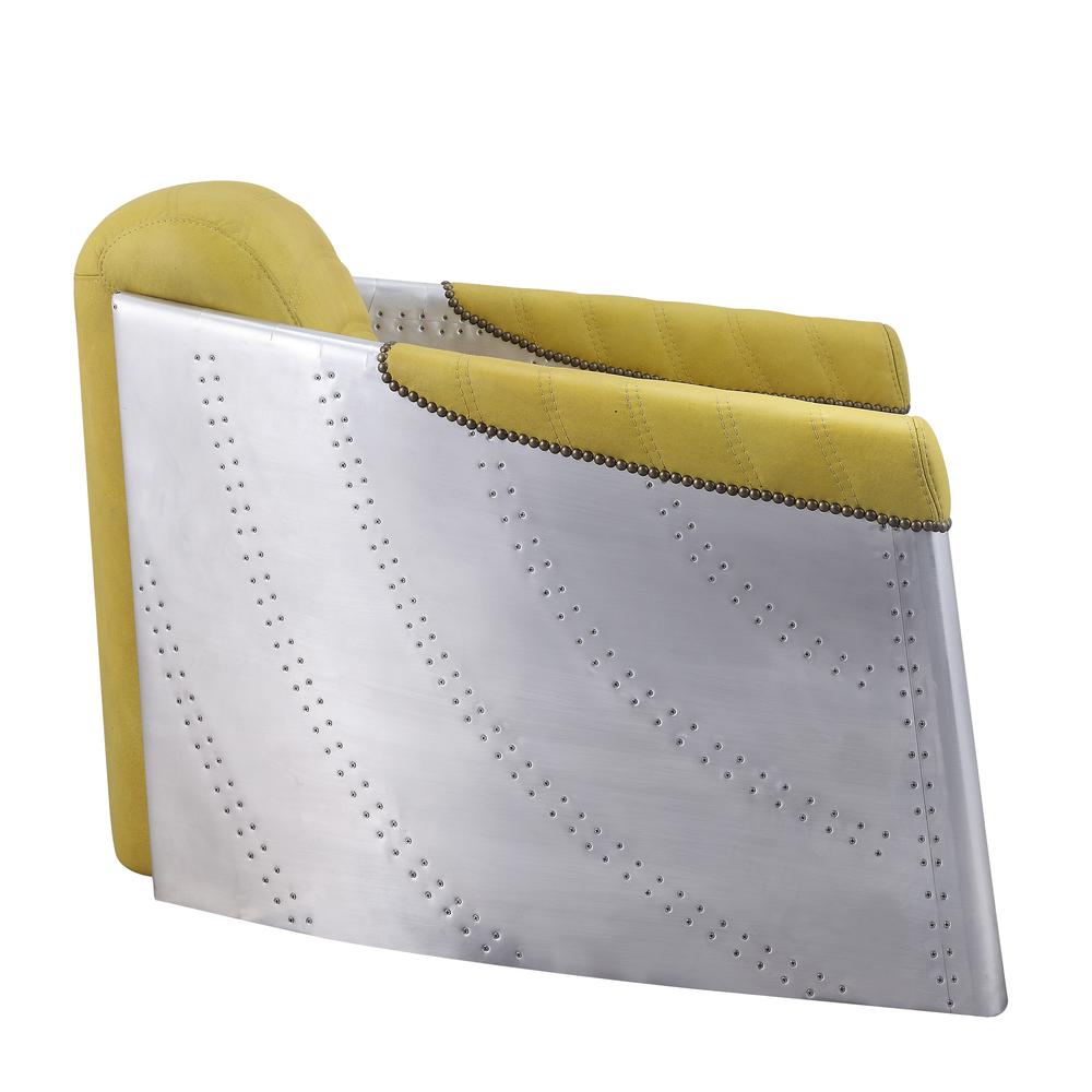 Brancaster Accent Chair, Yellow Top Grain Leather & Aluminum
