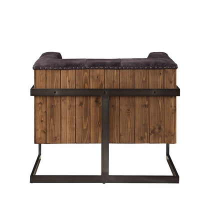 Sagat Accent Chair, Antique Ebony Top Grain Leather & Rustic Oak