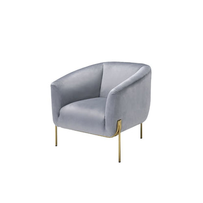 Carlson Accent Chair, Gray Velvet & Gold
