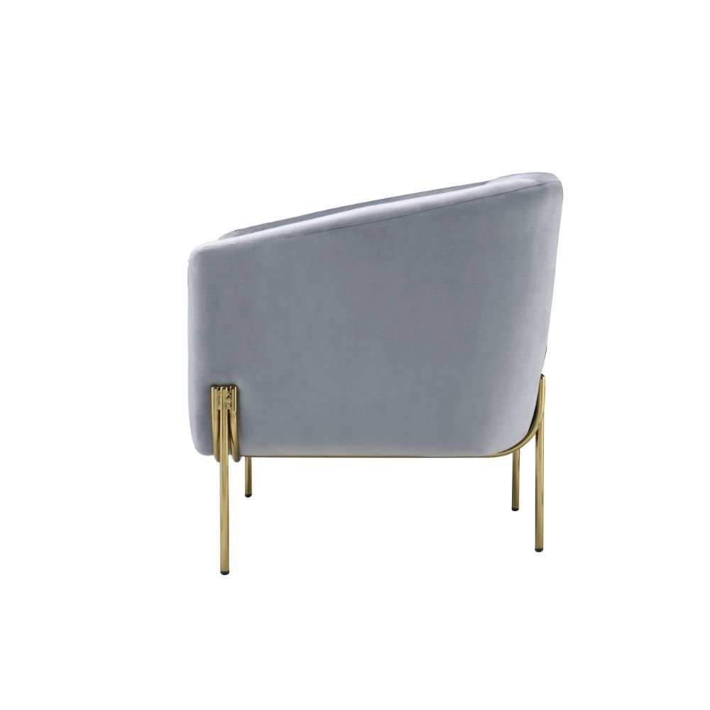 Carlson Accent Chair, Gray Velvet & Gold