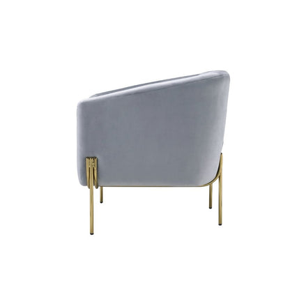 Carlson Accent Chair, Gray Velvet & Gold