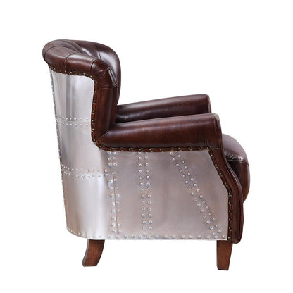 Brancaster Accent Chair, Vintage Brown & Aluminum