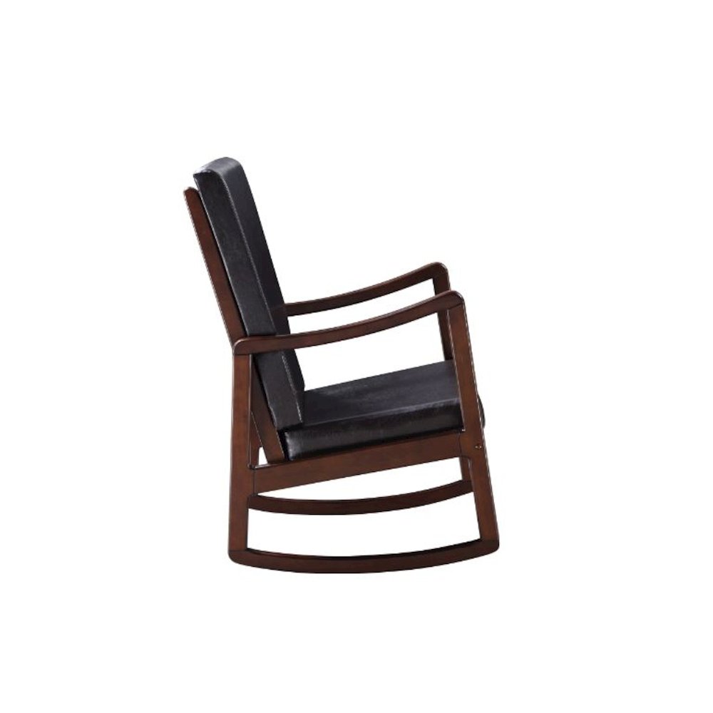 Raina Rocking Chair, Dark Brown Leatherette & Espresso