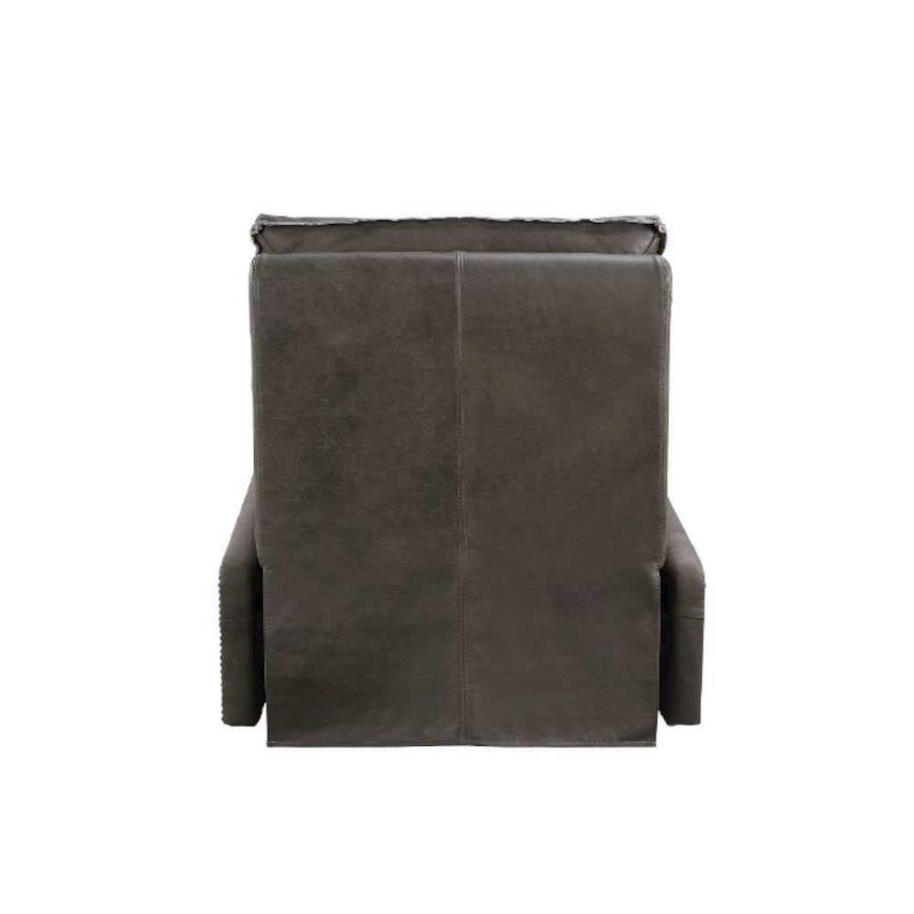 Metier Power Motion Recliner w/USB Port, Gray Top Grain Leather & Aluminum
